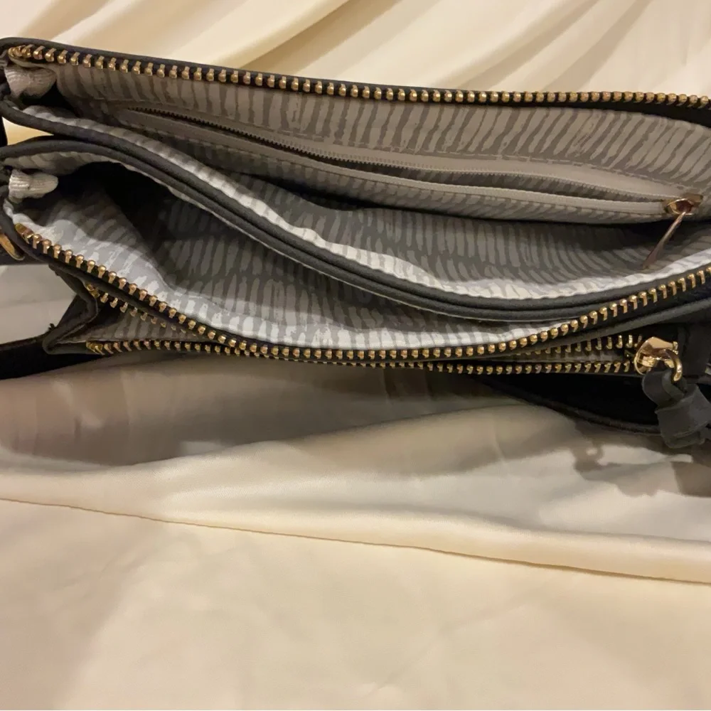 (Sold) Dark Iron Grey Faux suede Crossbody bag - Picture 5 of 9